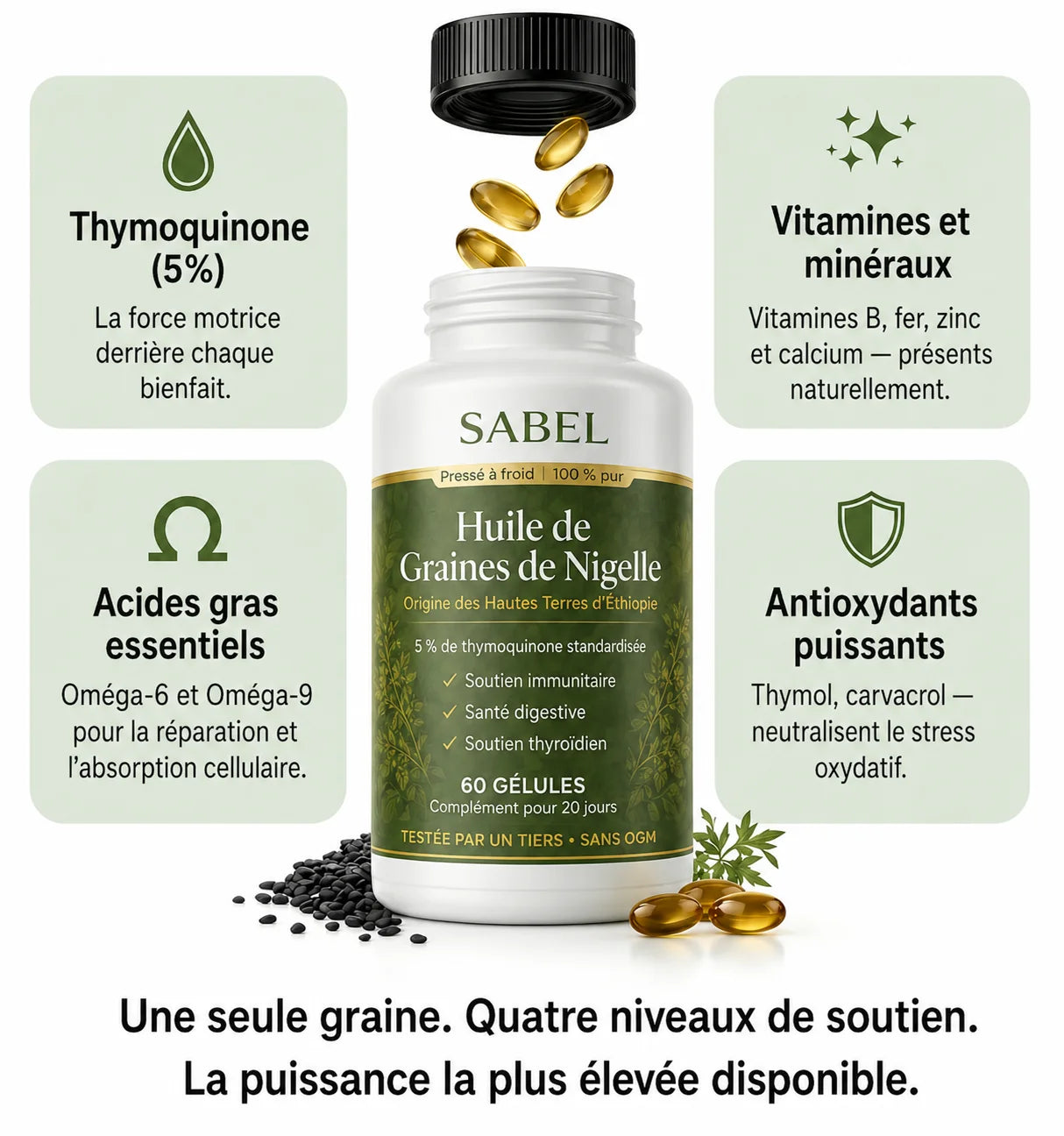 Huile de Nigelle Pure – Bien-être au Quotidien -Cote D'ivoire